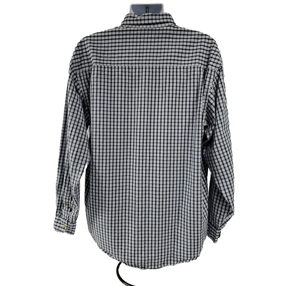 Wrangler Jeans Co Shirt Mens Large Button Down Blue White Plaid Cool Cotton - Picture 4 of 12